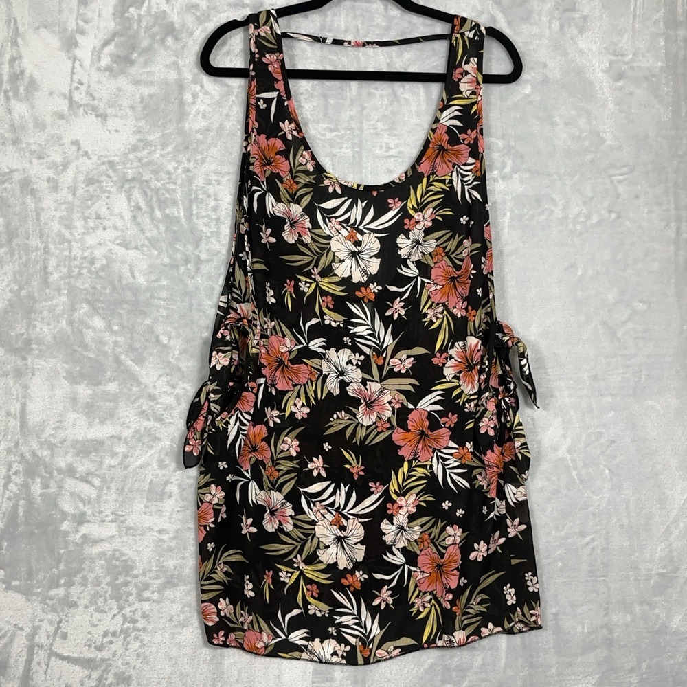 Xhilaration Size L Sheer Sleeveless Side Ties Beachy Coverup Chiffon Coastal